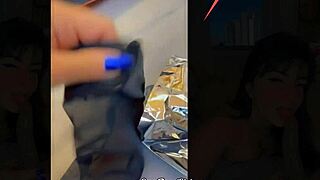 hot latina trying outfits in store room with bbc toy blowjob