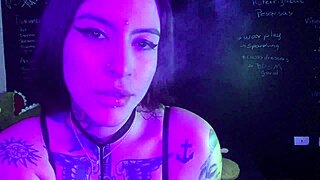 Lexi smokes and masturbates, using vibrator on her big pussy lips