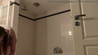 Bathroom voyeur catches petite teen in hidden fantasy