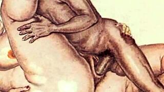 bold vintage erotic drawings of hairy antique scenes