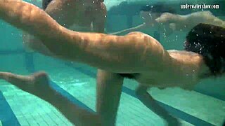 Ivetta, Katka, and Barbara explore the underwater pool in Russia