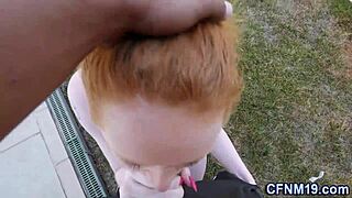 redhead takes cum in cfnm