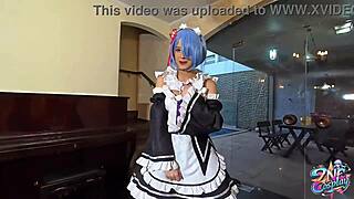 first time cosplay with rem from re zero, feeling so submissive