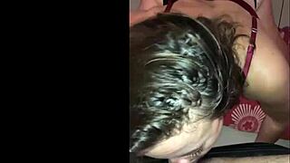 Submissive bitch licks like a lollipop in rough blowjob session