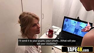 hot blonde mature tutor blackmailed to satisfy student