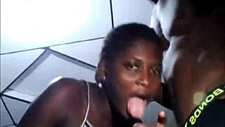 African teen slobbering on my dick with her phat cock sucking lips