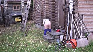 Anal masturbation outdoors during phone sex with a voyeur watching 😏