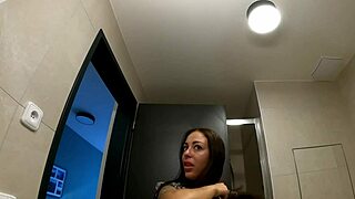 Tattooed Sexy Tight Shaved Pussy Petite 18+ Alia in the Bathroom Takes Off Her Panties to Show Her Pussy and Bare Ass