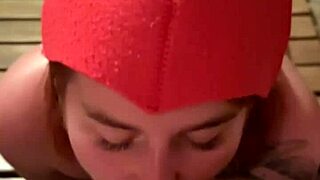 Sucked in the bathhouse by a redhead with big ass cum in mouth