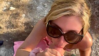 Blowjob in the mountains with teasing and gagging