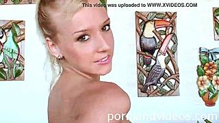 Cute blonde teen lana reveals her shaved pussy