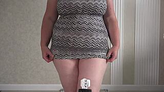 Big ass tries on panties shorts and records sexy video for lover home camera watches mature wife pawg