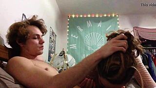 brunette gives perfect blowjob before getting bent over