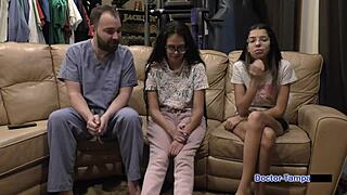 dr tampa examines the sisters in their first gyno exam - angel santana and aria nicole
