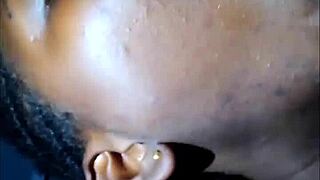 African teen slobbering on my dick with her phat cock sucking lips