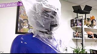 gas mask rubber latex bondage play 😈