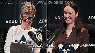 Hazel Moore and Bree Mills discuss their daily anal routines during a casting interview, revealing how it affects their eating habits.