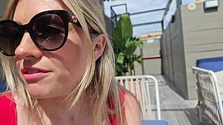 blonde cheats with best friend's muscular husband for blowjob and hard fuck