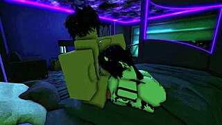 Fucking my cow slut hard in Roblox cosplay!