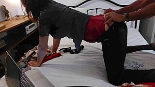 sexy french slut in satin panties gets doggystyle fuck with ass licking