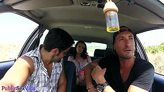 Busty British Woman Sucks Cock Publicly Before Outdoor Fucking