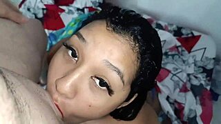 shy colombian pregnant woman expertly performs blowjob on camera