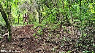 Exhibitionist in Forest Offers Big Tits and Ass for Worship with Monster Cock and Anal Fisting