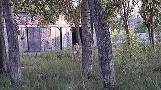 Anal masturbation outdoors during phone sex with a voyeur watching 😏