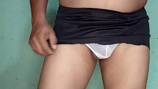 The mexican dancer gets excited in white thong, bra, and pantyhose lingerie