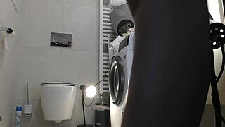 Tattooed Sexy Tight Shaved Pussy Petite 18+ Alia in the Bathroom Takes Off Her Panties to Show Her Pussy and Bare Ass