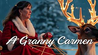 granny carmen claus finger fucks with vibrator for holiday orgasms