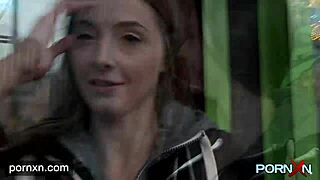 horny skinny leyla goes public? flashing her shaved pussy?