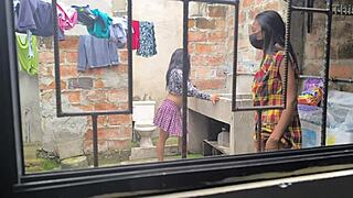 Housewives create homemade porn after laundry, revealing their sexy slutty sides at home.