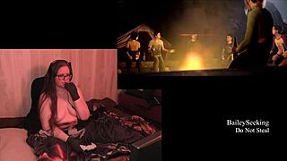 brunette bbw with big tits and ass naked in the quarry game, part 3