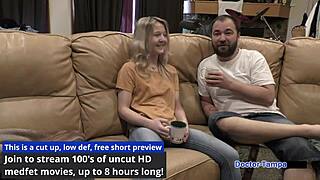 Dr. Tampa conducts Tampa University's entrance physical on Stacy Shepard