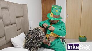 ebony big tits at party with dwarf