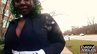 poizon ivy dyes her hair green and wears a purple dress outdoors.