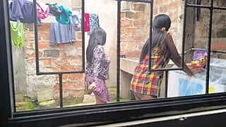 Housewives create homemade porn after laundry, revealing their sexy slutty sides at home.