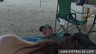 Music cop pulls over brunette for cavity search outdoors