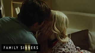 hot blondie is sad after her boyfriend leaves her & decides to get over him by fucking her stepbro