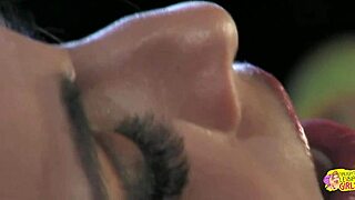 Lesbo walks in on brunette masturbating, craving pussy eating and dildoing