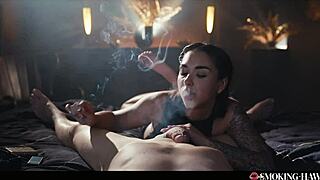 Pov Sexy Tattoo Brunette Latina Slowly Smoking Cigarette While Sucking Cock.