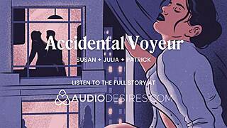 She finger fucks her pussy while neighbors fuck by the window in hotel roleplay