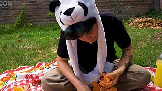 Lara's picnic turns into full vomit barf fetish movie. Outdoor teen solo.