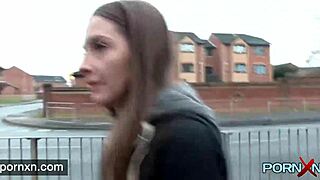 horny skinny leyla goes public? flashing her shaved pussy?