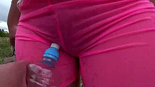 Lesbian Fucks Girlfriend With Bottle In Hairy Pussy Doggystyle