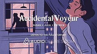 She finger fucks her pussy while neighbors fuck by the window in hotel roleplay