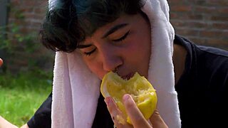 Lara's picnic turns into full vomit barf fetish movie. Outdoor teen solo.