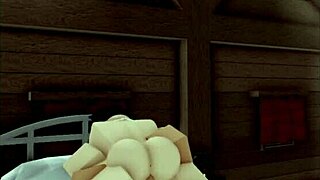 Cute girl with big tits and shaved pussy takes monster cock in Roblox