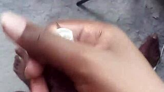 Hey, check out this safe sex masturbation with condom cumshot!